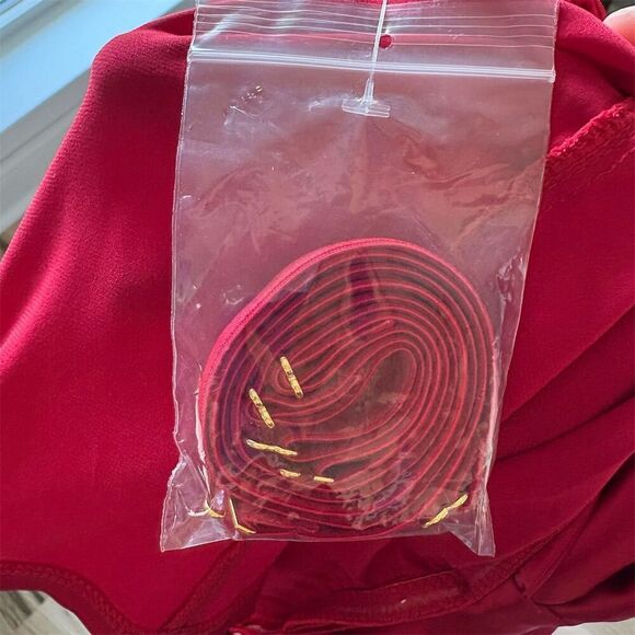 Anthropologie Satin Red Bow-Front Bandeau Tube Top Size M - Picture 6 of 9